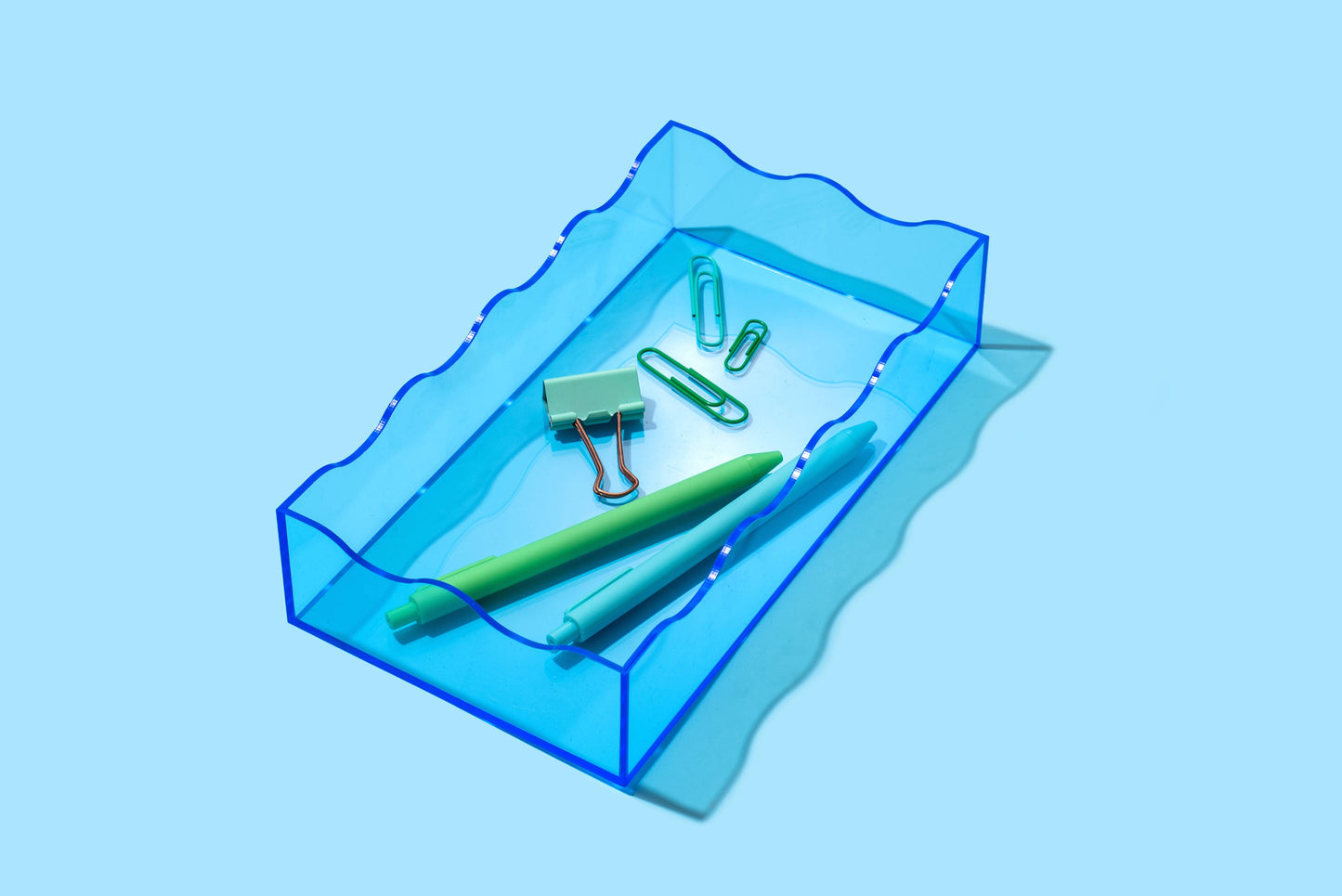 Wavy Acrylic Tray - Rectangle - Small - Blue