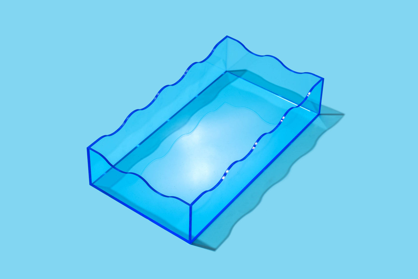 Wavy Acrylic Tray - Rectangle - Small - Blue