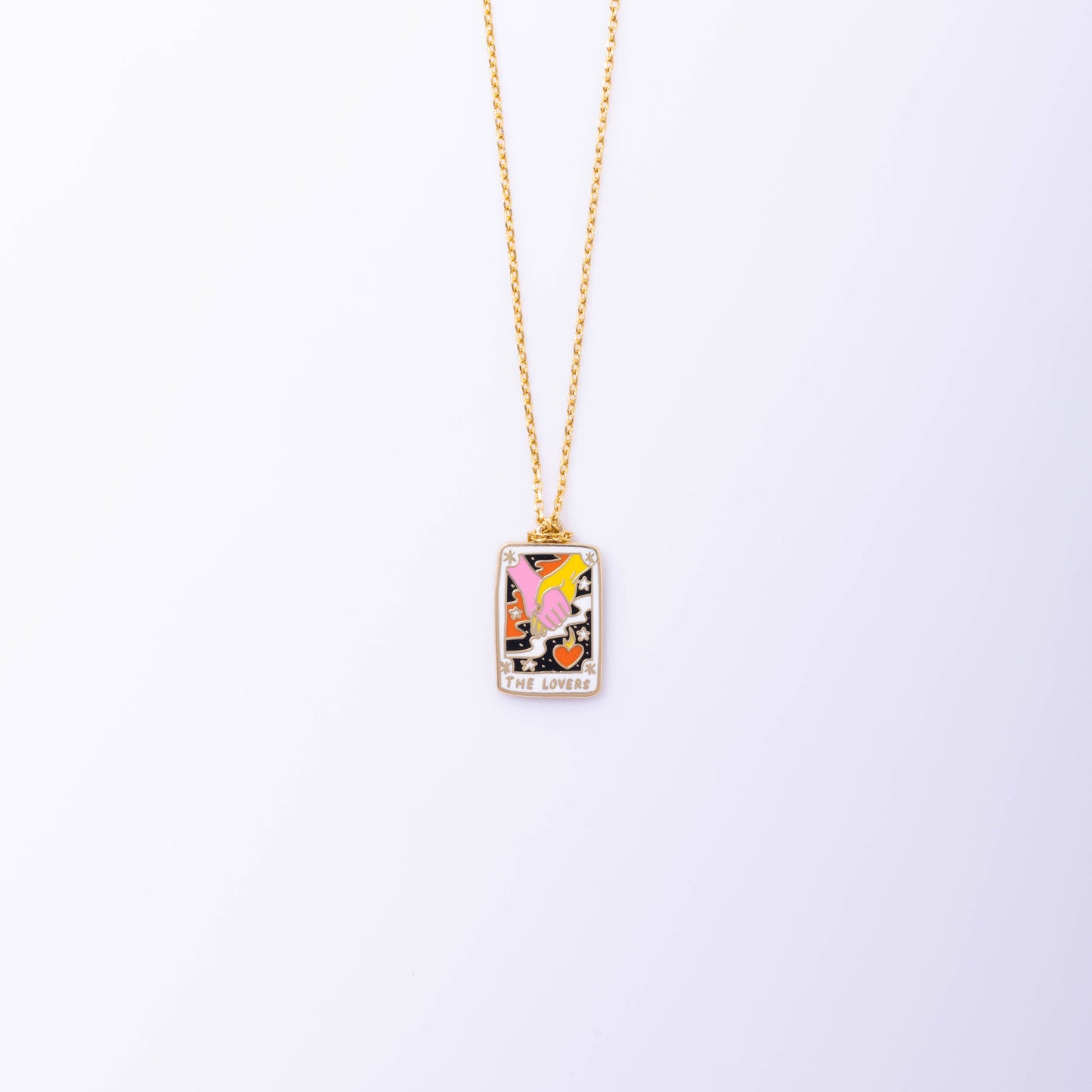 Tarot Lovers Pendant Necklace - 22k Gold Gilded Jewelry