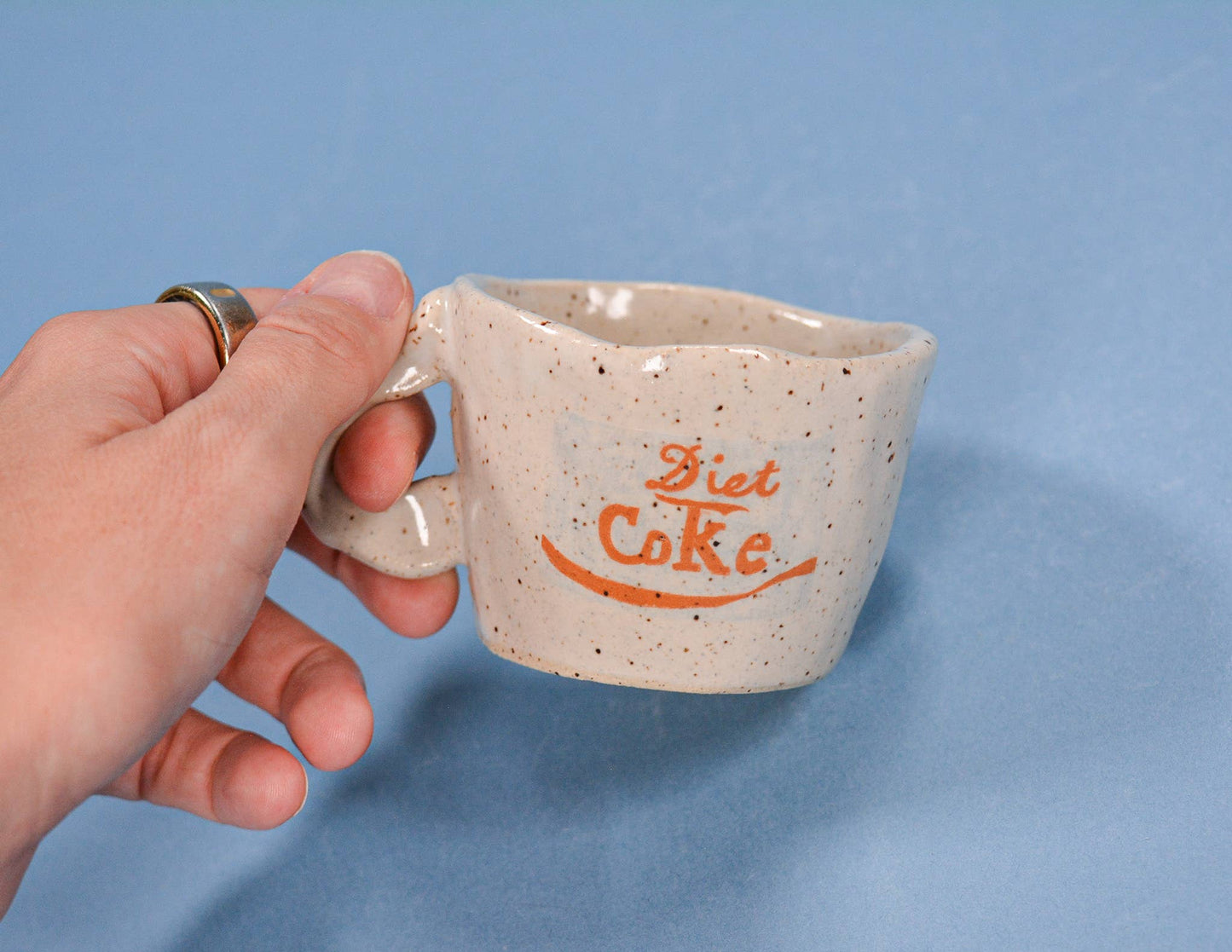 Diet Coke- Handmade Speckled Ceramic Espresso Cup -  2-4 oz.