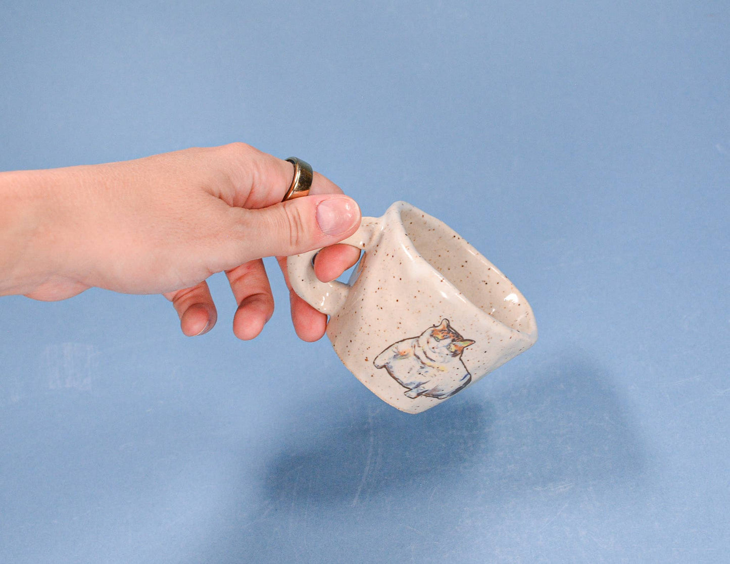 Chonky Cat-Handmade Speckled Ceramic Espresso Cup -  2-4 oz.