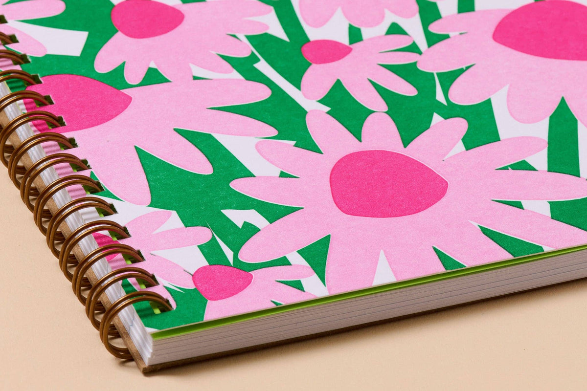 Letterpress A5 Spiral Notebook (Lined)—Coneflower