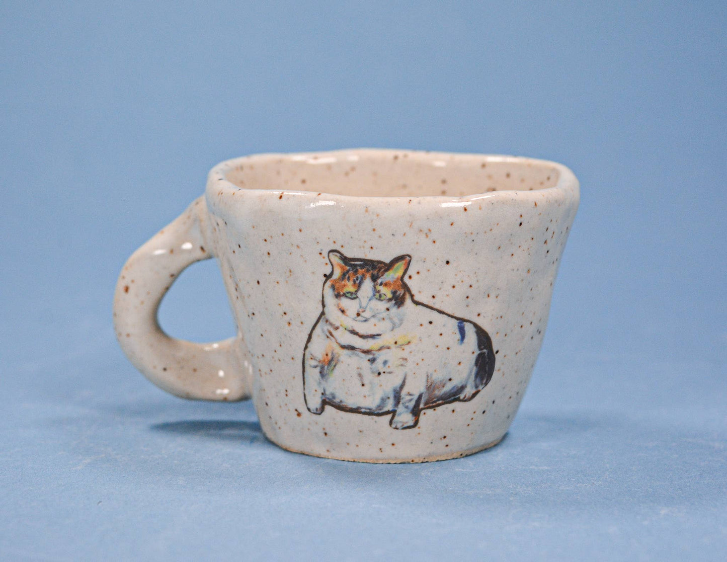 Chonky Cat-Handmade Speckled Ceramic Espresso Cup -  2-4 oz.