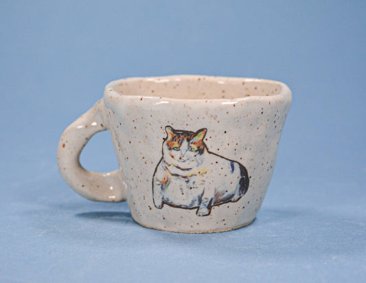 Chonky Cat-Handmade Speckled Ceramic Espresso Cup -  2-4 oz.