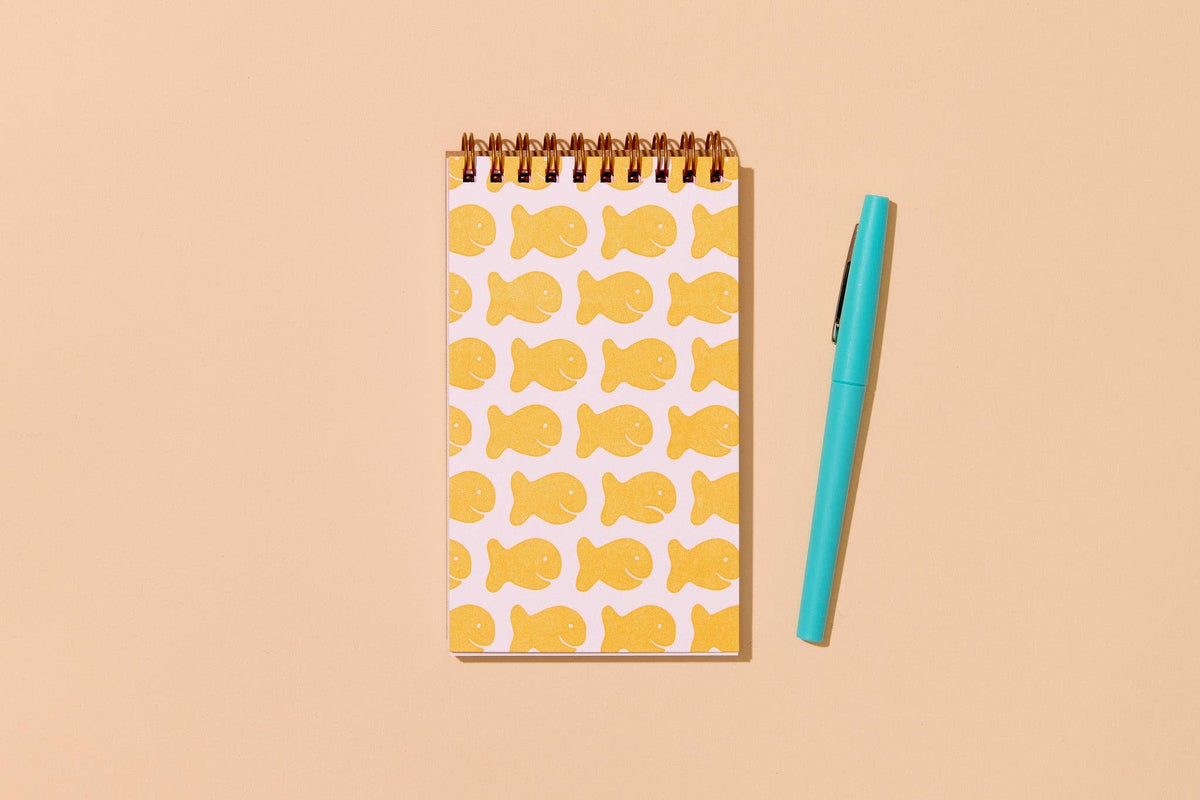 Small Cute Letterpress Spiral Notebook—Goldfish Cracker