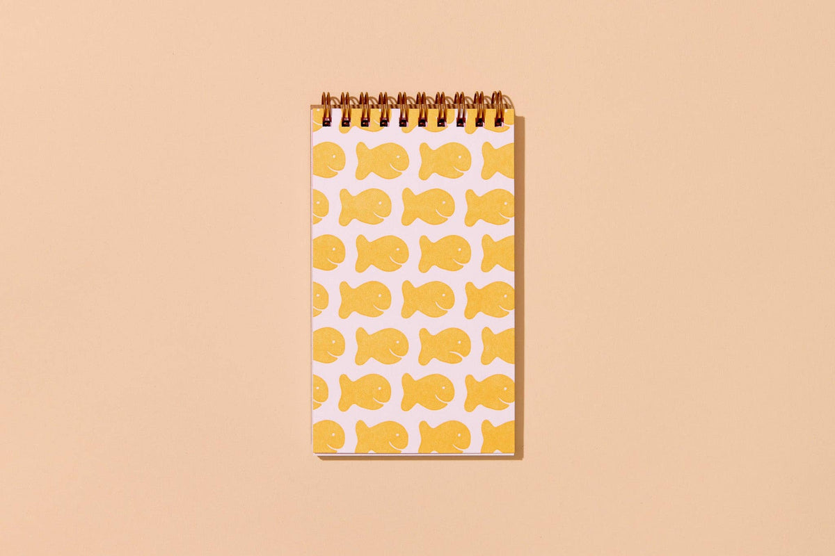 Small Cute Letterpress Spiral Notebook—Goldfish Cracker