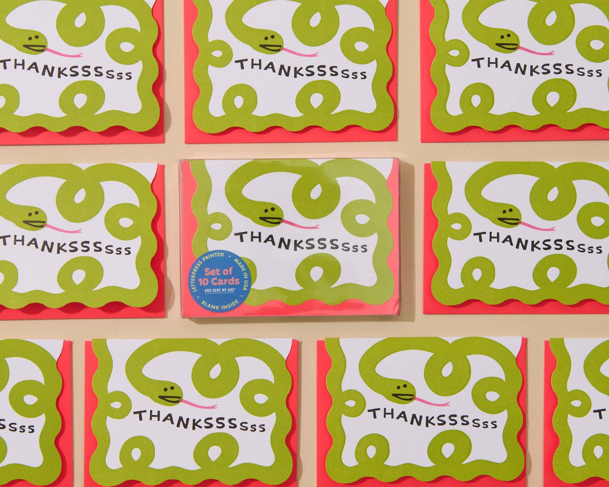 Box Set—Letterpress Scalloped Thank You Notecards—Snake