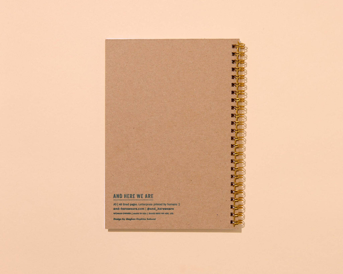 Letterpress A5 Spiral Notebook (Lined)—Coneflower