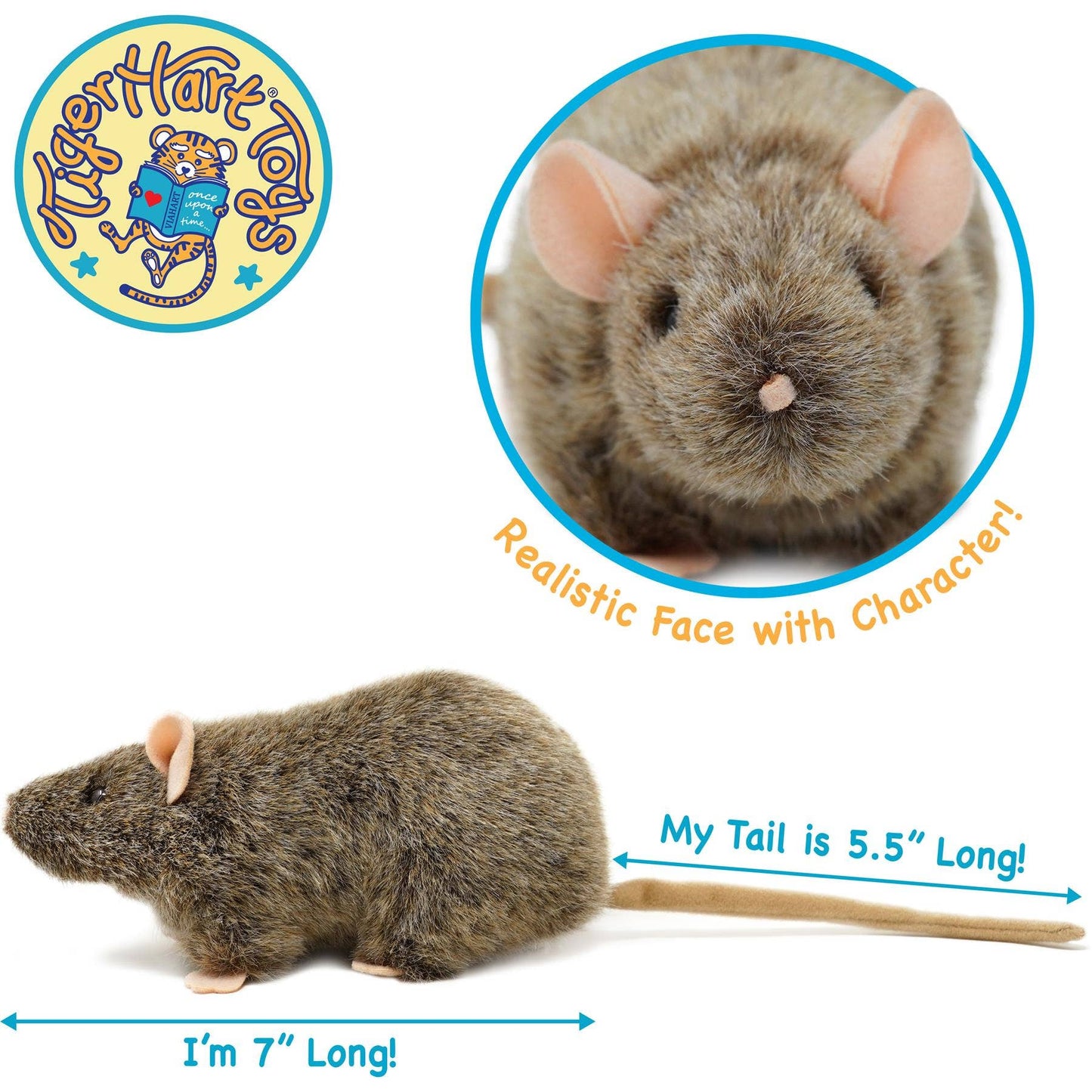 Reuben The Rat | 7 Inch Stuffed Animal Plush | By TigerHart Toys