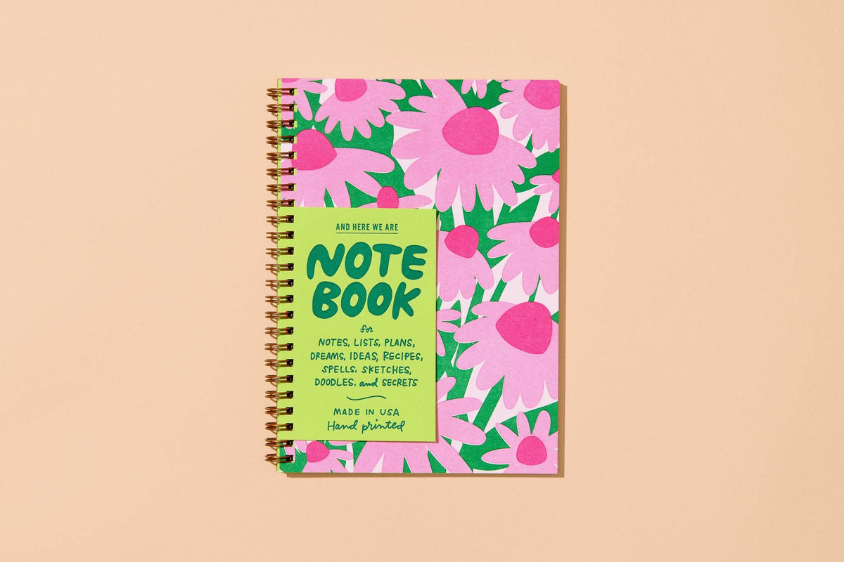 Letterpress A5 Spiral Notebook (Lined)—Coneflower