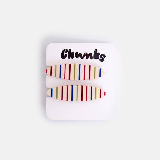 Allie Clips in Oval Vanilla Stripe