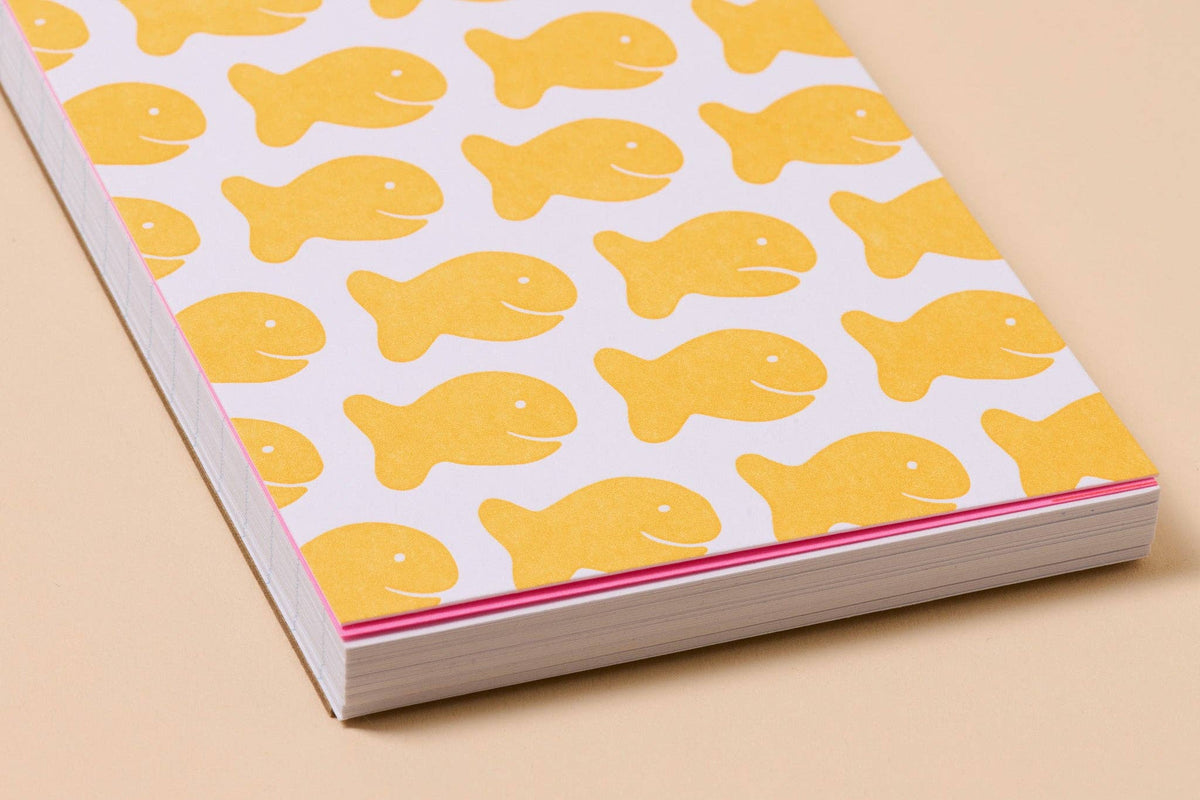 Small Cute Letterpress Spiral Notebook—Goldfish Cracker