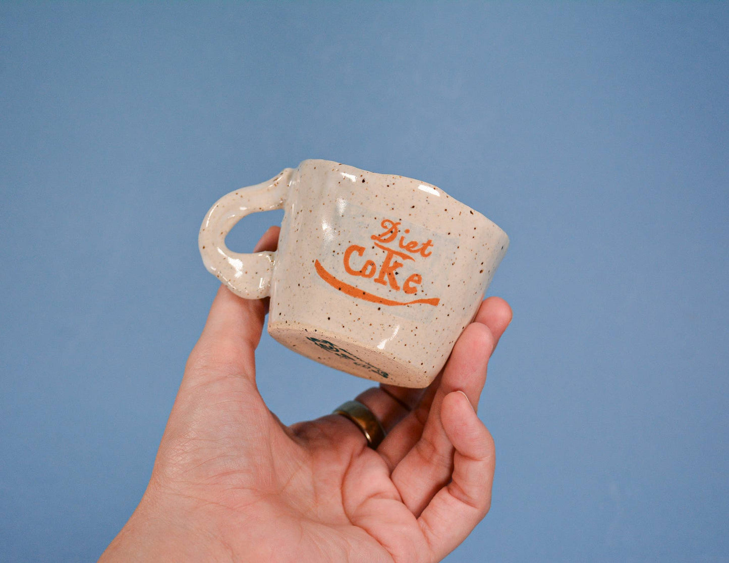 Diet Coke- Handmade Speckled Ceramic Espresso Cup -  2-4 oz.