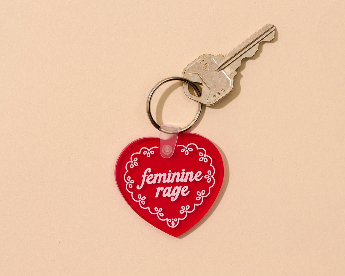 Modern PVC Keychain—Your Gal Kiwi—Feminine Rage Heart Doily