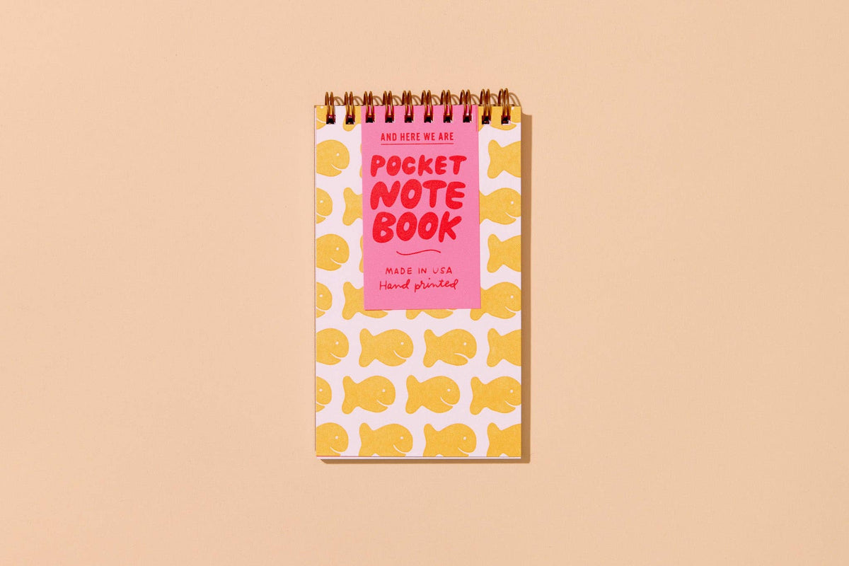 Small Cute Letterpress Spiral Notebook—Goldfish Cracker