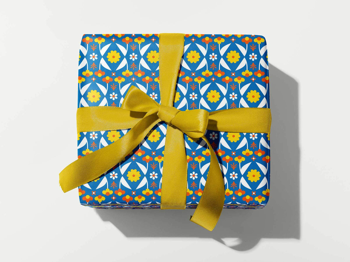 Scandidance Floral Wrapping Paper (Blue)