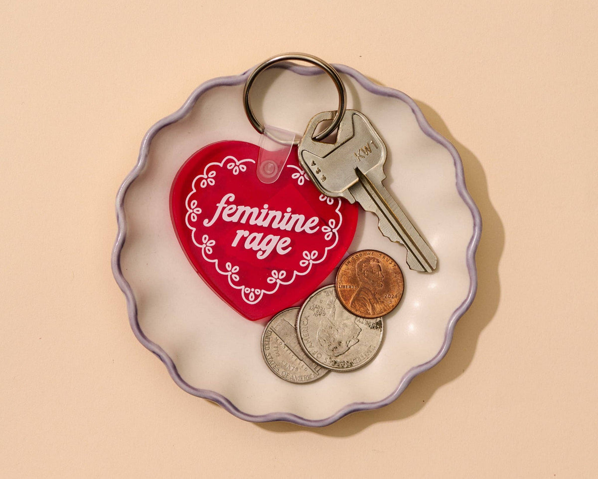 Modern PVC Keychain—Your Gal Kiwi—Feminine Rage Heart Doily
