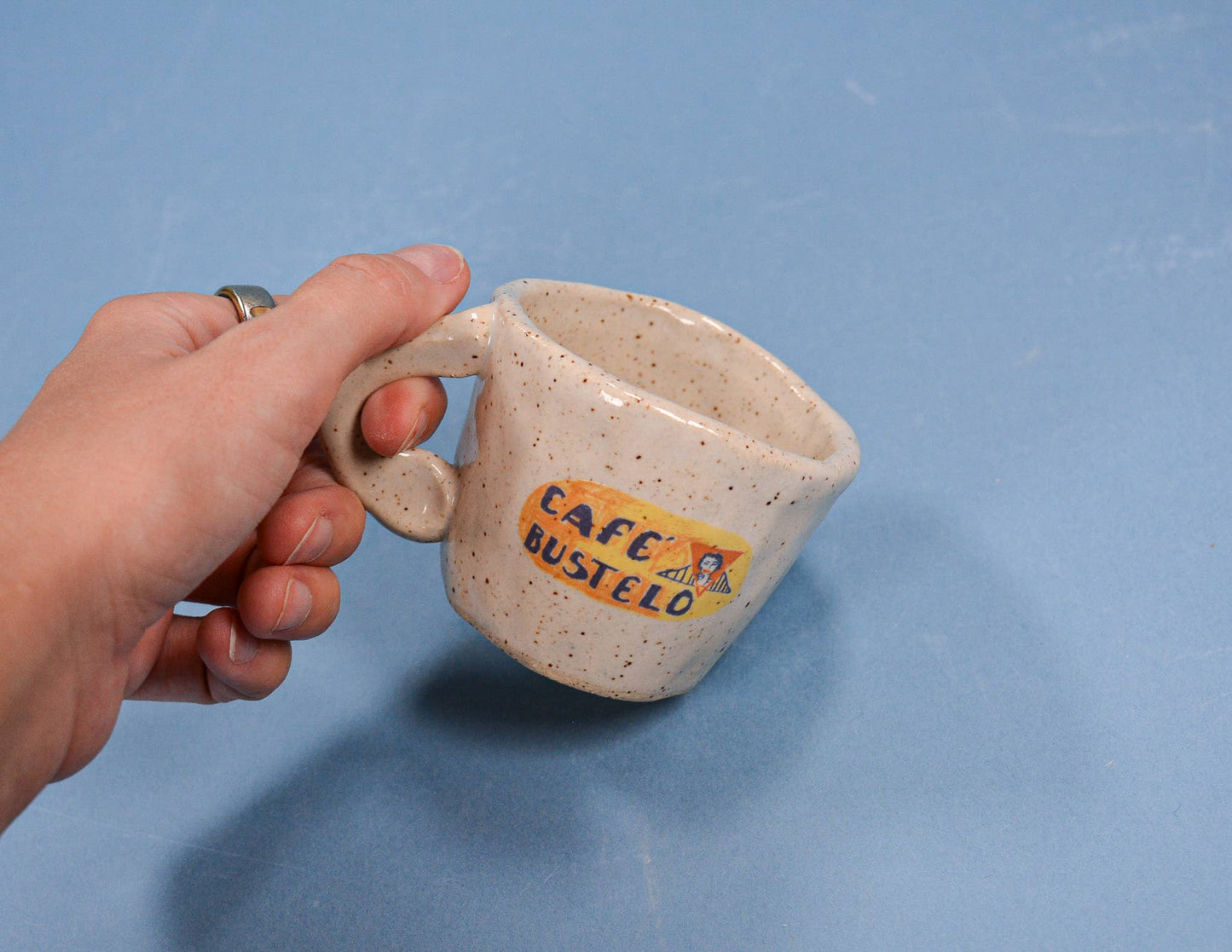 Handmade Café Bustelo Ceramic Espresso Cup 2-4 oz
