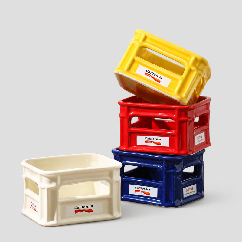 Creative Ceramic Crate Snack Bowl