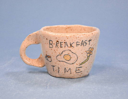 Breakfast Time - Handmade Stoneware Espresso Cup 2-4 oz.