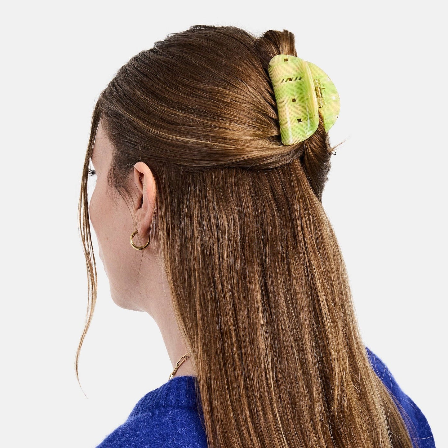 Juno Claw in Lime + Cream Plaid