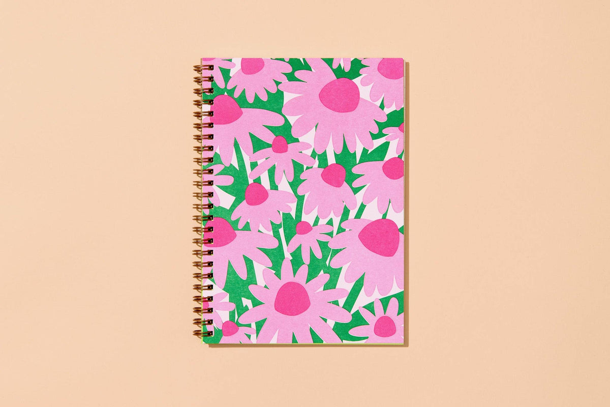 Letterpress A5 Spiral Notebook (Lined)—Coneflower